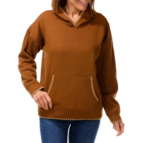 Thumbnail 1: Anneliese Women's Blanket Stitch Kangaroo Pocket Hoodie 