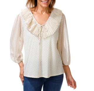 Thumbnail 1: Vivid aura Women's Long Sleeve V-Neck Blouse 