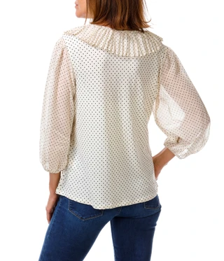 Thumbnail 2: Vivid aura Women's Long Sleeve V-Neck Blouse 