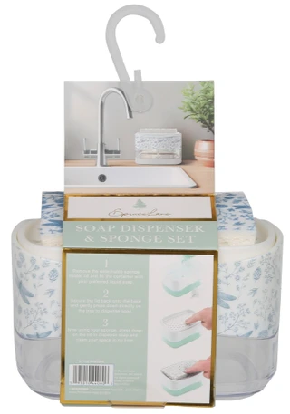 Thumbnail 2: Spruce Lane Soap Dispenser & Sponge Set 