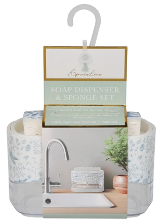 Thumbnail 1: Spruce Lane Soap Dispenser & Sponge Set 