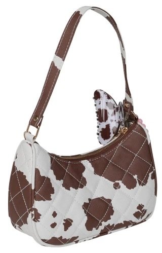 Thumbnail 2: Underonesky 3 Pc Cow Print Shoulder Bag, Claw Clip, & Beaded Bracelet 