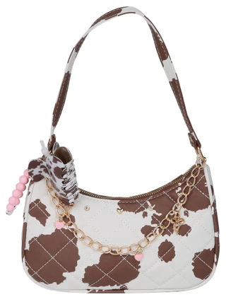 Thumbnail 1: Underonesky 3 Pc Cow Print Shoulder Bag, Claw Clip, & Beaded Bracelet 