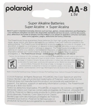 Thumbnail 2: Polaroid 8 Pk AA Super Alkaline Batteries 1.5V 