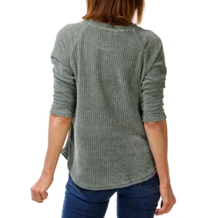 Thumbnail 2: Anneliese Women's Chenille 3/4 Sleeve Shoulder Button Top 