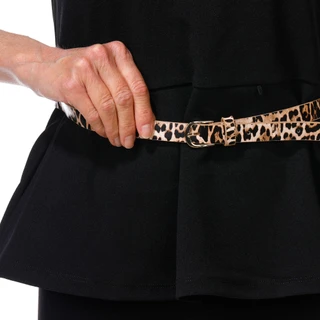 Thumbnail 2: NINE WEST Women's Elbow Sleeve Peblum Top w/ Cheetah Print Belt  