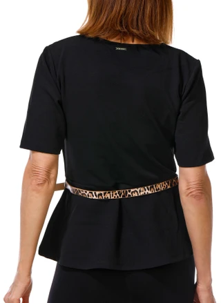 Thumbnail 3: NINE WEST Women's Elbow Sleeve Peblum Top w/ Cheetah Print Belt  