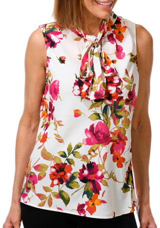 Thumbnail 1: NINE WEST Women's Sleeveless Floral Print Tie Neck Cami  