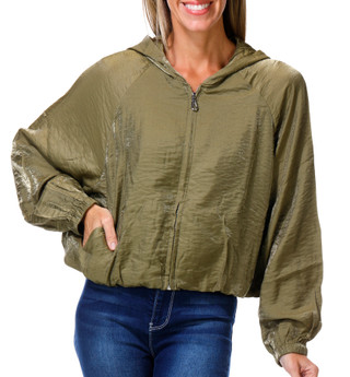 Thumbnail 1: Nautica Women's Raglan Hooded Zip Front Jacket 