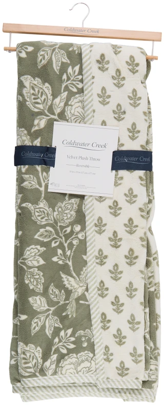 Thumbnail 1: Coldwater Creek 50x70 Reversible Velvet Plush Throw Blanket 