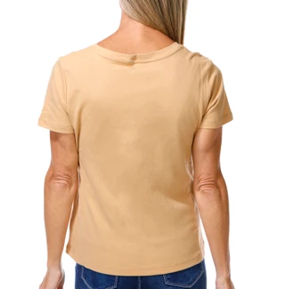 Thumbnail 3: Coral Bay Women's Petite Short Sleeve Rhinestone Neck Top 