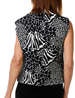 Thumbnail 2: NINE WEST Women's Cap Sleeve Animal Print Top w/ Back Zipper Closure 