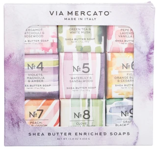 Thumbnail 1: Via Mercato 9 Pc Shea Butter Enriched Soaps Set 