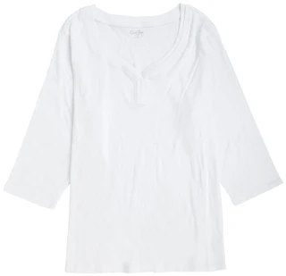 Thumbnail 1: Coral Bay Women's Plus 3/4 Sleeve Solid V-neck Casual Knit Top 