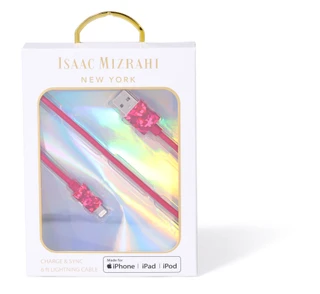 Thumbnail 1: Isaac Mizrahi 6 ft Floral Print USB-A to Lightning Charging Cable 