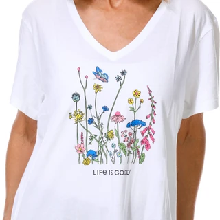Thumbnail 2: Life is Good Women's Short Sleeve V-Neck Butterfly Garden Tee 