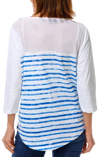 Thumbnail 2: Onque Women's 3/4 Sleeve Print Mesh Top  