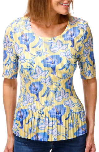 Thumbnail 1: Milano Women's Short Sleeve Crinkle Floral Top 