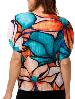 Thumbnail 3: Milano Women's Short Sleeve Pleated Shell Top 