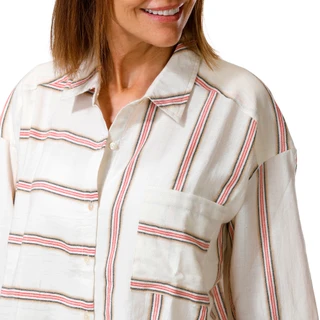 Thumbnail 2: DRA Women's Long Sleeve Matera Stripe Button Up Top  