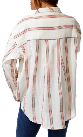 Thumbnail 3: DRA Women's Long Sleeve Matera Stripe Button Up Top  