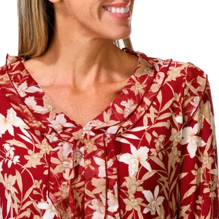 Thumbnail 2: Tommy Hilfiger Women's Long Sleeve Floral Ruffle V Neck Top 