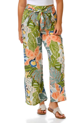 Thumbnail 1: Angie Junior's Floral Woven Pants 