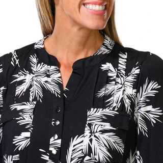 Thumbnail 3: Cocomo Women's 3/4 Sleeve Palm Print Split Neck Top 