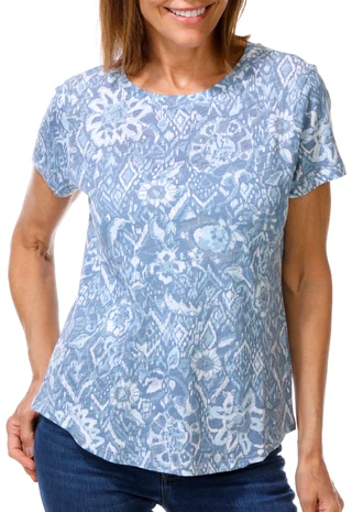 Thumbnail 1: Blue Sol Women's Petite Short Sleeve Scoop Neck Tribal Luxey Tee 