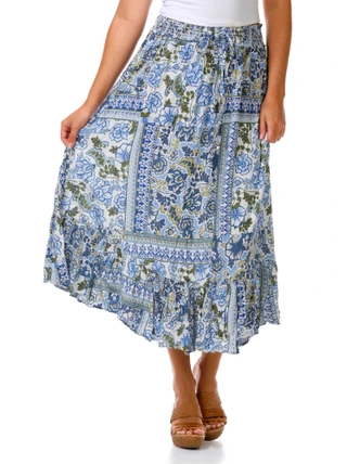 Thumbnail 1: Angie Juniors' Geometric Maxi Skirt  