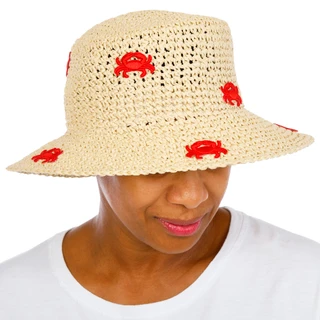 Thumbnail 1: La Valentina Women's Straw Crab Bucket Hat 