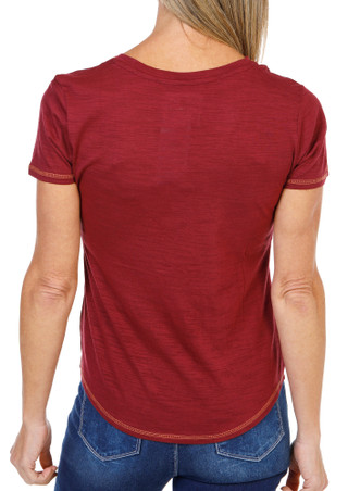 Thumbnail 2: Blue Sol Women's Petite Short Sleeve V-Neck Solid Luxey Tee 