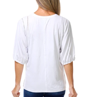 Thumbnail 2: Coral Bay Women's Puff Sleeve V Neck Top 