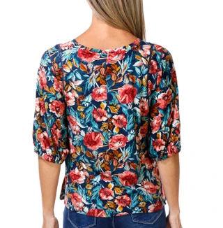Thumbnail 3: Coral Bay Women's Puff Sleeve V Neck Top 