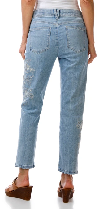 Thumbnail 3: Democracy Women's Seamless Slim Straight Embroidered Floral Jeans 