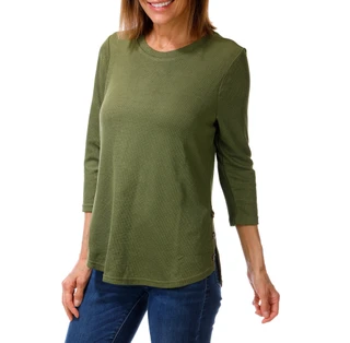 Thumbnail 1: Anneliese Women's 3/4 Sleeve Side Button Hem Top  