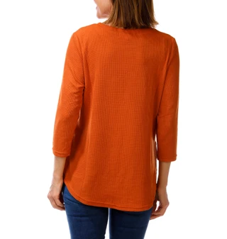 Thumbnail 2: Anneliese Women's 3/4 Sleeve Side Button Hem Top  