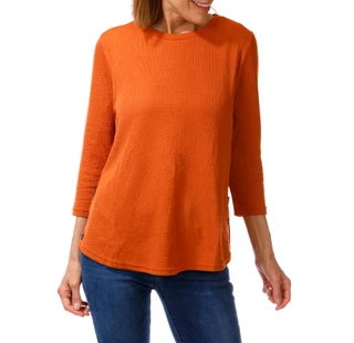 Thumbnail 1: Anneliese Women's 3/4 Sleeve Side Button Hem Top  