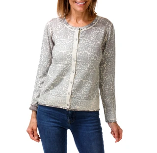 Thumbnail 1: GREIGE Women's Long Sleeve Leopard Print Cardigan 