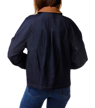 Thumbnail 2: Nicole Miller Women's Contrast Corduroy Collar Denim Jacket 