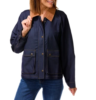 Thumbnail 1: Nicole Miller Women's Contrast Corduroy Collar Denim Jacket 
