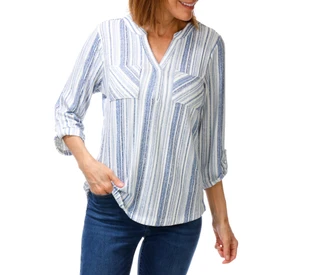 Thumbnail 1: Joie De Vivre Women's Split Neck Double Pocket Shirt 