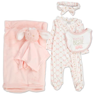 Thumbnail 1: Baby Essentials Baby Girls 5 Pc Sleeper Set 