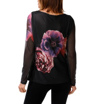 Thumbnail 2: BADGLEY MISCHKA Women's Printed Long Sleeve Boat Neck Mesh Top 