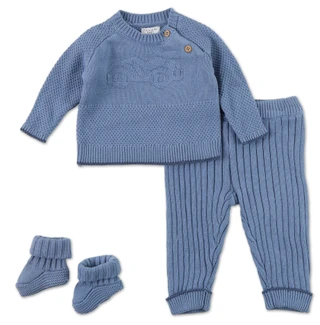 Thumbnail 1: Tahari Baby Boys 3 Pc Knit Sweater, Pants & Booties Set 