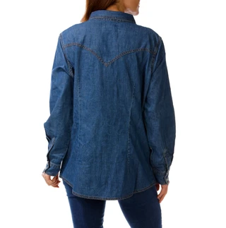 Thumbnail 2: Wrangler Women's Long Sleeve Denim Button Snap Top 