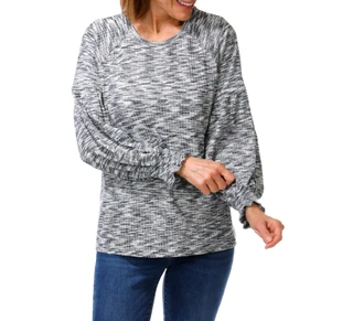 Thumbnail 1: Zac & Rachel Women's Melange Print Puff Sleeve Top 