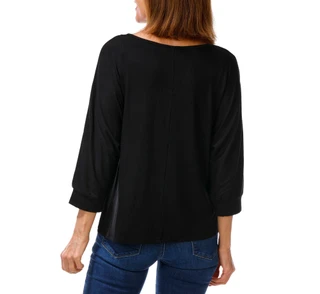 Thumbnail 2: RIO & RIAN Women's 3/4 Sleeve Chain Detail V-Neck Top 