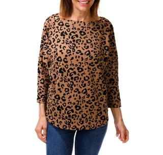 Thumbnail 1: Zac & Rachel Women's 3/4 Sleeve Leopard Print Top 