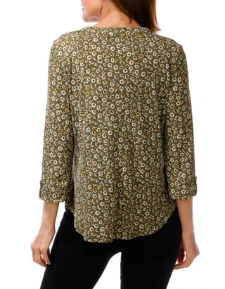 Thumbnail 2: Good Days Only Women's 3/4 Sleeve Pleated Button Front Top 